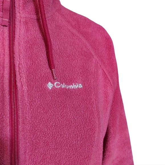 Columbia Full Zip Hooded Fleece Jacket Dark Pink - Picture 4 of 14
